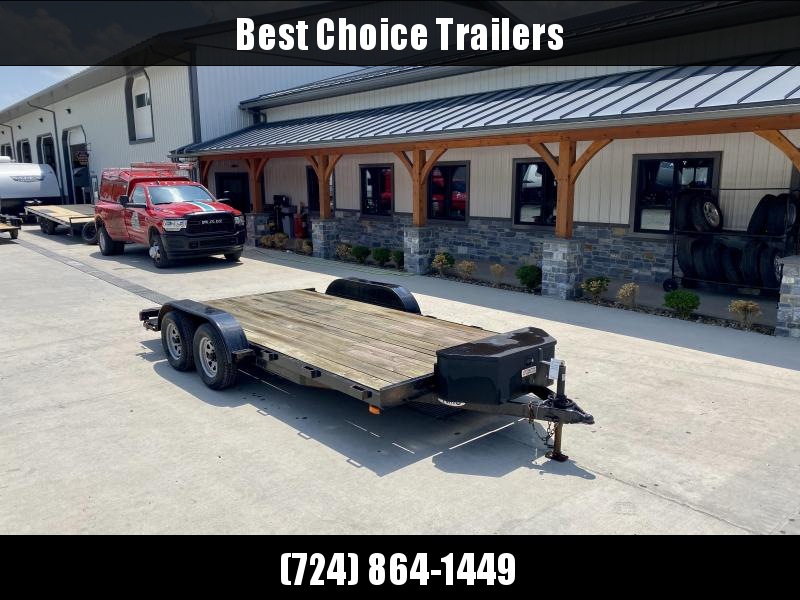 USED 2018 AMO 7x16' Wood Deck Car Trailer 7000# GVW * LED TAIL LIGHTS * STACKED CHANNEL TONGUE/FRAME * BEAVERTAIL * REMOVABLE FENDERS * 2-AXLE BRAKES * TOOLBOX USED 2018 AMO 7x16' Wood Deck Car Trailer 7000# GVW * LED TAIL LIGHTS * STACKED CHANNEL TONGUE/FRAME * BEAVERTAIL * REMOVABLE FENDERS * 2-AXLE BRAKES * TOOLBOX