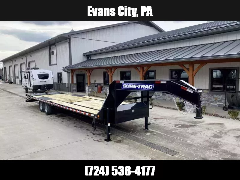 2026 Sure-Trac 102x30' Gooseneck Beavertail Deckover Trailer 15000# GVW * FULL WIDTH RAMPS (STAND UP OR FLIPOVER) * DUAL 12K JACKS * FULL TOOLBOX * 12" I-BEAM * PIERCED FRAME * RUBRAIL/STAKE POCKETS/PIPE SPOOLS/10 D-RINGS * CROSS TRAC BRACING 1755029335