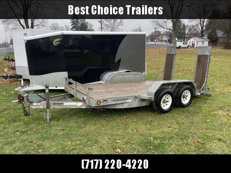 USED 2011 Anderson Manufacturing Equipment Trailer 9990# GVW * GALVANIZED * WOOD FILLED STAND UP RAMPS USED 2011 Anderson Manufacturing Equipment Trailer 9990# GVW * GALVANIZED * WOOD FILLED STAND UP RAMPS