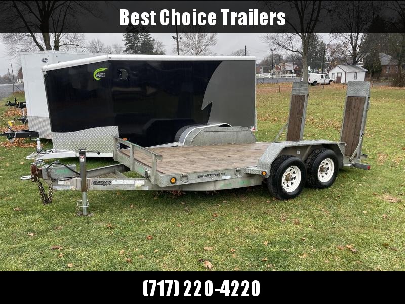 USED 2011 Anderson Manufacturing Equipment Trailer 9990# GVW * GALVANIZED * WOOD FILLED STAND UP RAMPS USED 2011 Anderson Manufacturing Equipment Trailer 9990# GVW * GALVANIZED * WOOD FILLED STAND UP RAMPS