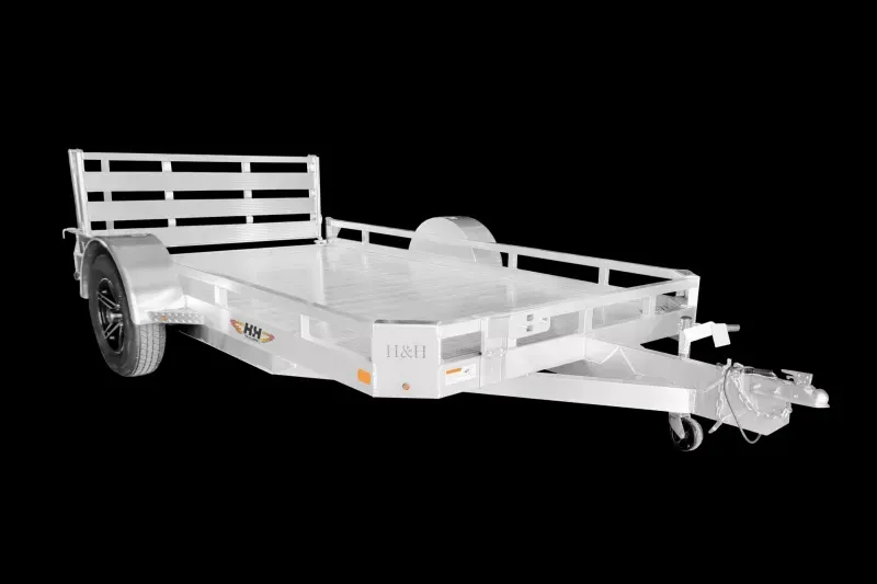 2026 H&H 76x14' Aluminum Utility Landscape Trailer 2990# GVW * EXTRUDED ALUMINUM FLOOR * BI FOLD GATE * ALUMINUM WHEELS * TRIPLE TUBE TONGUE * TORSION SUSPENSION * SWIVEL JACK * 4 D-RINGS * EXTENDED 54" GATE
