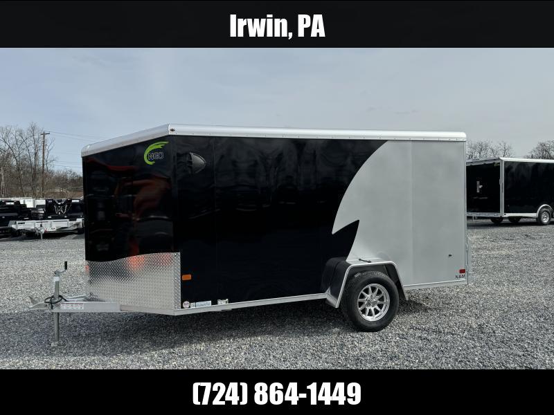 2025 Neo 6x12 NAMR Aluminum Enclosed Motorcycle Trailer Single Axle 2990# GVW * CABLELESS RAMP DOOR * WHITE/SILVER * VINYL WALLS * ALUMINUM WHEELS * SPORT TIE DOWN PACKAGE * CABLELESS RAMP DOOR * NXP DOOR * REAR STABILIZER JACKS 1758302718