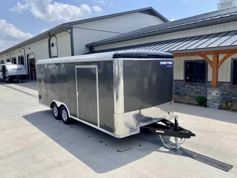 2026 Sure-Trac 8.5x20' 9900# STRCH Commercial Enclosed Cargo Trailer * ROUND TOP * RAMP DOOR  * CHARCOAL EXTERIOR * 5200LB TORSION AXLES * SCREWLESS EXTERIOR * ALUMINUM WHEELS