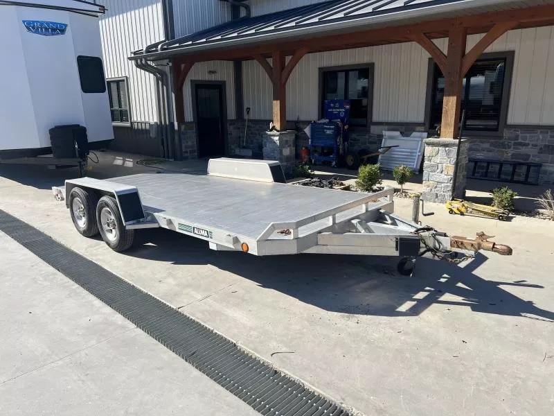 USED Aluma 7x18 7000 GVW Aluminum Car Hauler * Aluminum floor * D-rings * Stake Pockets * Aluminum wheels * Slide in Ramps * 