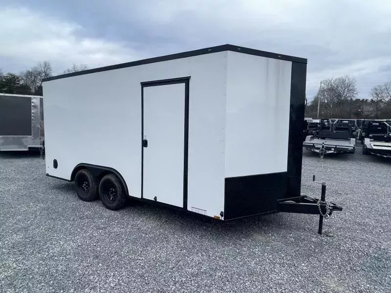 2026 Xtreme Cargo 8.5x16 Enclosed Car Hauler Trailer 7000# GVW * 7' HEIGHT UTV PKG * WHITE BLACKOUT PACKAGE * .080 POLYCOR SEMI-SCREWLESS * RV DOOR * PLYWOOD WALLS AND FLOOR * TUBE STUDS * D-RINGS * 6" TUBE FRAME