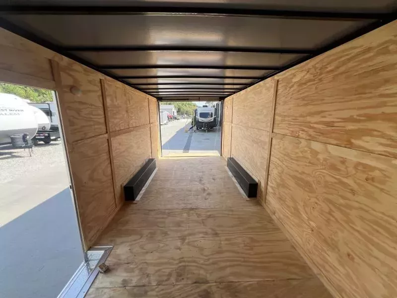 2025 Quality 8.5x20' Enclosed Car Hauler Trailer 9990# GVW * BLACKOUT PKG * 7' HEIGHT * 60" TRIPLE TUBE TONGUE * SILVER EXTERIOR * 5200# AXLES * PLYWOOD WALLS & FLOORS * TUBE WALL & CEILING STUDS * LED LIGHTS * 16" O.C. WALL AND FLOORS * RV DOOR * V-NOSE 3Fm57gj1xm60