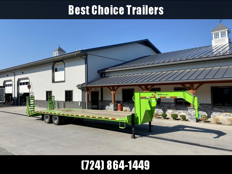 USED 2019 B-Wise 102x32' Gooseneck Deckover Trailer 23000# GVW * GREEN * FLIPOVER RAMPS * DUAL JACKS * TOOLBOX * UNDER FRAME BRIDGE * MUDFLAPS * RUBRAIL/STAKE POCKETS * REMOVEABLE WINCH PLATE * LEDS USED 2019 B-Wise 102x32' Gooseneck Deckover Trailer 23000# GVW * GREEN * FLIPOVER RAMPS * DUAL JACKS * TOOLBOX * UNDER FRAME BRIDGE * MUDFLAPS * RUBRAIL/STAKE POCKETS * REMOVEABLE WINCH PLATE * LEDS