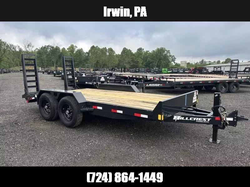 2025 Hillcrest Trailers 7x16 Equipment Trailer 14000 GVW * HD RAMPS * D-RINGS/STAKE POCKETS * ADJUSTABLE COUPLER * 12K JACK * CHARCOAL POWDER COAT 1750263050