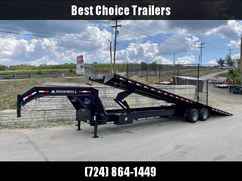 2019 Iron Bull 102x36' Gooseneck Deckover Power Tilt Flatbed Trailer 22000# GVW * SCISSOR HOIST * 12" I-BEAM BEDFRAME * UNDER FRAME BRIDGE * TOOLBOX * DUAL JACKS * OIL BATH HUBS * RUBRAIL/STAKE POCKETS/PIPE SPOOL/D-RINGS * CLEARANCE 2019 Iron Bull 102x36' Gooseneck Deckover Power Tilt Flatbed Trailer 22000# GVW * SCISSOR HOIST * 12" I-BEAM BEDFRAME * UNDER FRAME BRIDGE * TOOLBOX * DUAL JACKS * OIL BATH HUBS * RUBRAIL/STAKE POCKETS/PIPE SPOOL/D-RINGS * CLEARANCE
