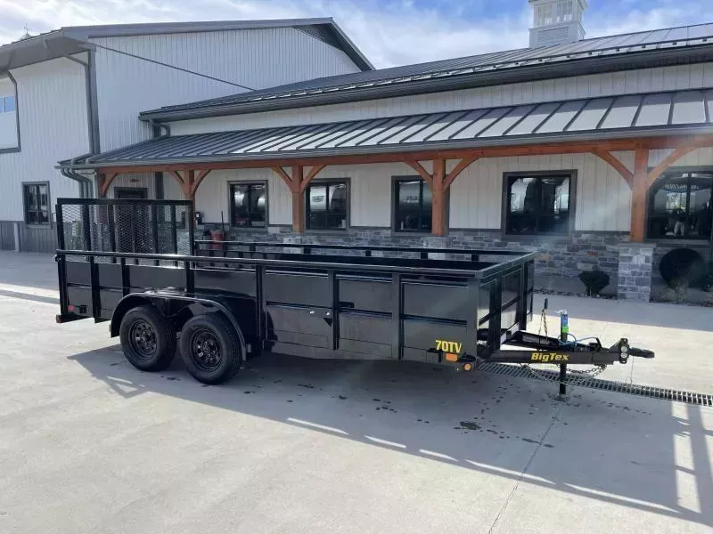 2026 Big Tex Trailers 70TV 7X16' High Side Vanguard Landscape Utility Trailer 7000# GVW * TUBE GATE C/M * 2' SOLID SIDES * ADJUSTABLE COUPLER * 3X3" TUBE TOP RAIL * LED * SETBACK JACK * (4) TIE DOWNS * 5" TONGUE AND FRAME * SPARE MOUNT