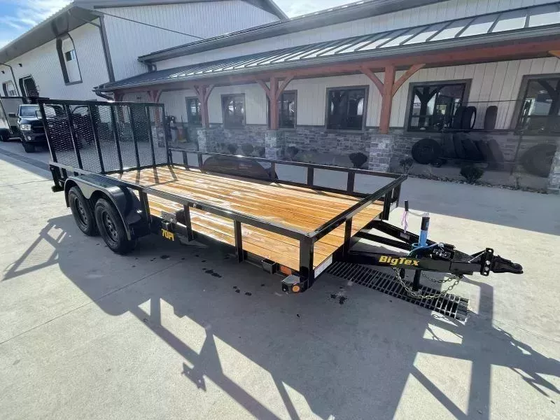 2026 Big Tex Trailers 70PI 7X14' Tube Top Landscape Utility Trailer 7000# GVW * ADJUSTABLE COUPLER * 2X2" TUBE TOP RAIL * LED * SETBACK JACK * (4) TIE DOWNS * SPARE MOUNT
