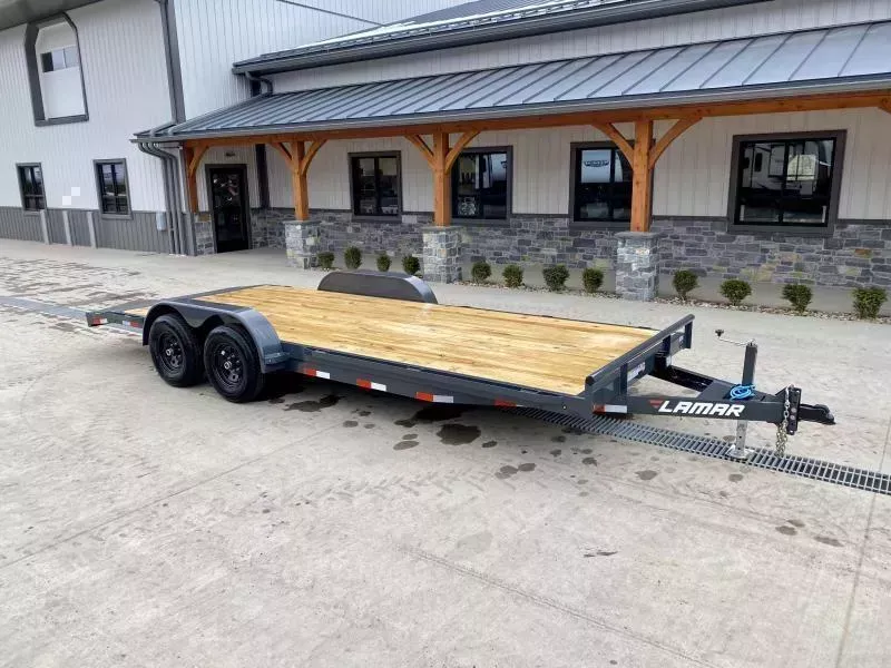 2026 Lamar 7x22' Car Hauler Trailer 9990# GVW * CHARCOAL POWDERCOATING * 7K DROP LEG JACK * CHANNEL C/M * ADJUSTABLE COUPLER * RUBRAIL