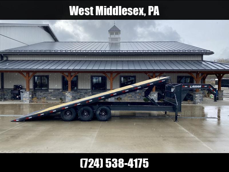 2025 Lamar 102x26' Gooseneck Deckover Power Tilt Trailer 21000# GVW * TRIPLE 7000# AXLES * SCISSOR HOIST UPGRADE * SPARE TIRE * FRONT TOOLBOX * CHARCOAL POWDERCOAT * 10" I-BEAM FRAME+NECK * 6" CHANNEL BED RUNNER * WINCH PLATE * DUAL JACKS 1750184069