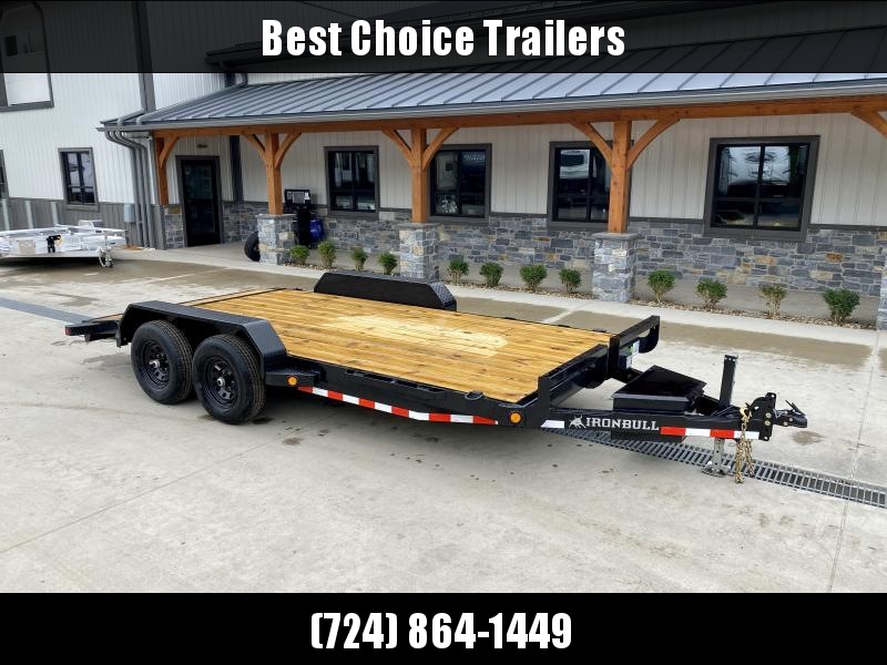 2022 Ironbull 7x16' Car Hauler Trailer 9900# GVW * 7K DROP LEG JACK * CHANNEL C/M * ADJUSTABLE COUPLER * RUBRAIL/STAKE POCKETS/PIPE SPOOL/D-RINGS * TOOLBOX * 5'x18" SLIDE OUT RAMPS * REMOVEABLE DIAMOND PLATE FENDERS * LED LIGHTS * POWDURA POWDER COAT * IR 2022 Ironbull 7x16' Car Hauler Trailer 9900# GVW * 7K DROP LEG JACK * CHANNEL C/M * ADJUSTABLE COUPLER * RUBRAIL/STAKE POCKETS/PIPE SPOOL/D-RINGS * TOOLBOX * 5'x18" SLIDE OUT RAMPS * REMOVEABLE DIAMOND PLATE FENDERS * LED LIGHTS * POWDURA POWDER COAT * IR