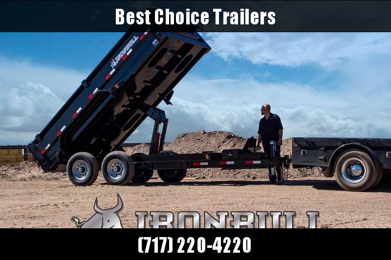 USED 2019 Ironbull 7x16' Dump Trailer 14000# GVW * 1PC 7GA FLOOR * TARP KIT * 5X20SCISSOR HOIST * STACKED I-BEAM FRAME * 6" TUBE BEDFRAME * 10GA WALLS W/ KEYWAY * COMBO GATE * UNDERBODY BED RUNNERS * DEXTER AXLES * IRONCLAD WARRANTY * CLEARANCE USED 2019 Ironbull 7x16' Dump Trailer 14000# GVW * 1PC 7GA FLOOR * TARP KIT * 5X20SCISSOR HOIST * STACKED I-BEAM FRAME * 6" TUBE BEDFRAME * 10GA WALLS W/ KEYWAY * COMBO GATE * UNDERBODY BED RUNNERS * DEXTER AXLES * IRONCLAD WARRANTY * CLEARANCE