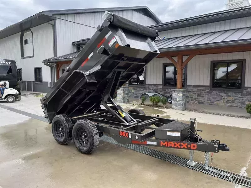 2026 MAXXD 5x10' D6X Dump Trailer 7000# GVW * SCISSOR HOIST * COMBO/SPREADER GATE * DEXTER AXLES * 10GA WALLS & FLOOR * UNDERMOUNT RAMPS * WIRELESS REMOTE * 7K JACK * ADJUSTABLE COUPLER * 110V CHARGER * SLIPPER SUSPENSION * HD TOP RAIL * DELUXE TARP