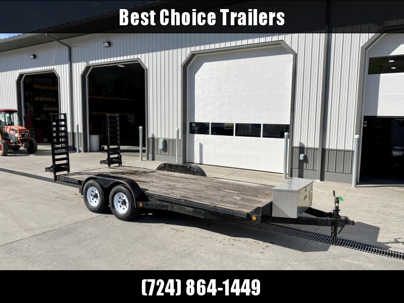USED 2008 Top Brand 7x18' Equipment Trailer 9990# GVW * STRAIGHT DECK * STAND UP RAMPS * TOOLBOX * RUBRAIL/STAKE POCKETS * DIAMOND PLATE TEAR DROP FENDERS USED 2008 Top Brand 7x18' Equipment Trailer 9990# GVW * STRAIGHT DECK * STAND UP RAMPS * TOOLBOX * RUBRAIL/STAKE POCKETS * DIAMOND PLATE TEAR DROP FENDERS