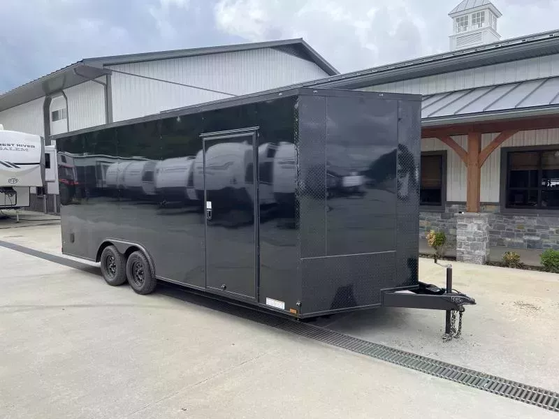2026 Xtreme Cargo 8.5x20 Enclosed Car Hauler Trailer 7000# GVW * 7' HEIGHT UTV PKG * BLACK BLACKOUT PACKAGE * REAR SPOILER W/ LOADING LIGHT * .080 POLYCOR SEMI-SCREWLESS * RV DOOR * PLYWOOD WALLS AND FLOOR * TUBE STUDS * D-RINGS * 6" TUBE FRAME