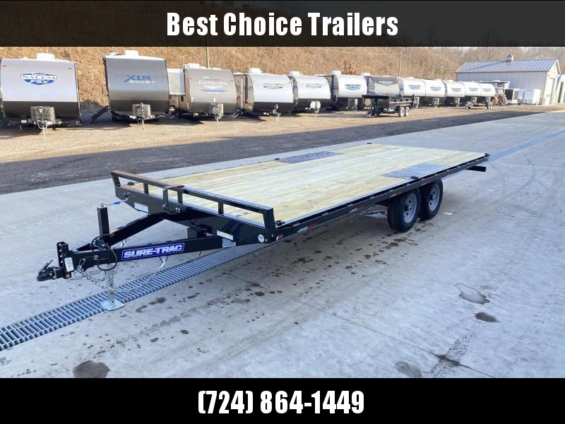 2021 Sure-Trac 102x20 Flatbed Deckover Trailer 9900# GVW * 8' SLIDE IN PUNCH PLATE RAMPS * TUBE SIDE RAIL + CROSSMEMBERS * RUBRAIL/STAKE POCKETS/D-RINGS * SPARE MOUNT * ADJUSTABLE COUPLER * DROP LEG JACK 2021 Sure-Trac 102x20 Flatbed Deckover Trailer 9900# GVW * 8' SLIDE IN PUNCH PLATE RAMPS * TUBE SIDE RAIL + CROSSMEMBERS * RUBRAIL/STAKE POCKETS/D-RINGS * SPARE MOUNT * ADJUSTABLE COUPLER * DROP LEG JACK