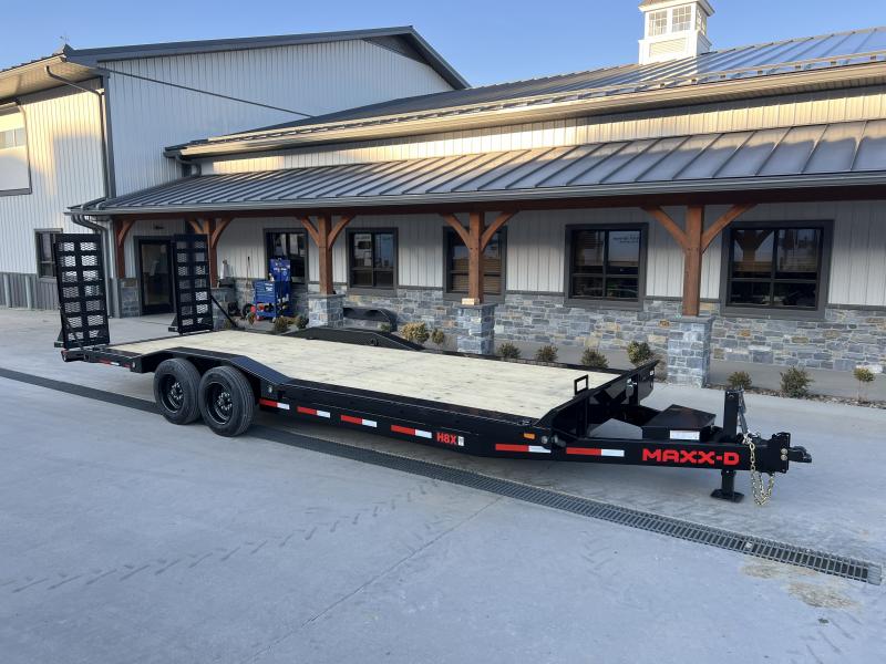 2025 MAXXD 102x24' H8X HD Equipment Trailer 17500# GVW * 8000# AXLES * STAND UP DELUXE RAMPS * RUBRAIL/STAKE POCKETS/D-RINGS * 17.5" 18-PLY RUBBER * 12" O.C. CROSSMEMBERS * WINCH PLATE * EXTRA D-RINGS * 8" CHANNEL TONGUE/FRAME * TOOLBOX