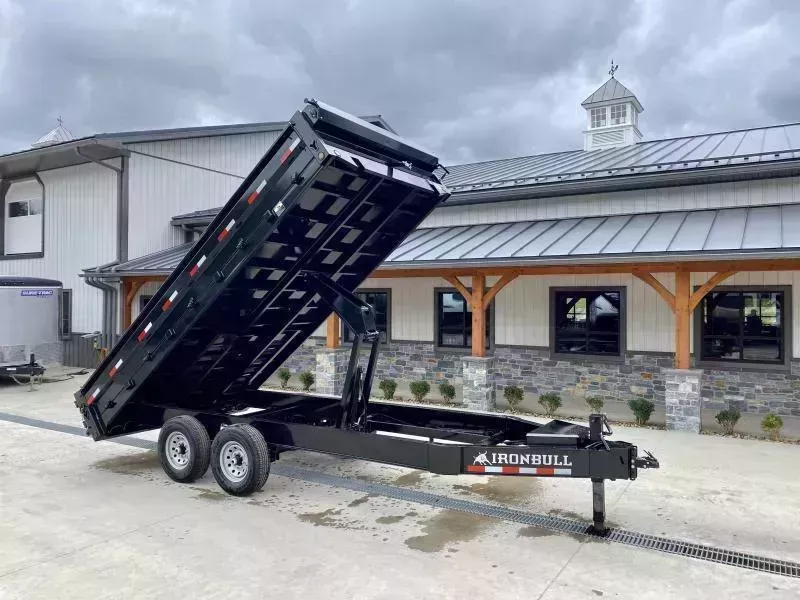 2026 Ironbull 8x16' Deckover Dump Trailer 14000# GVW * TARP KIT * 10" I-BEAM FRAME * BED RUNNERS * 12K JACK * FOLD DOWN SIDES * OVERSIZE 5x20 SCISSOR * INTGRATED KEYWAY/10GA WALLS * IRONCLAD WARRANTY