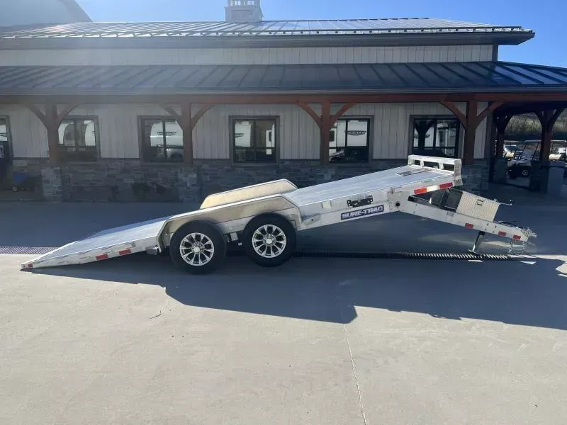 2026 Sure Trac 7x18' Aluminum Power Tilt Car Hauler Trailer 7000# GVW * EXTRUDED FLOOR * 6" CHANNEL TONGUE AND FRAME * REMOVABLE FENDERS * ALUMINUM WHEELS