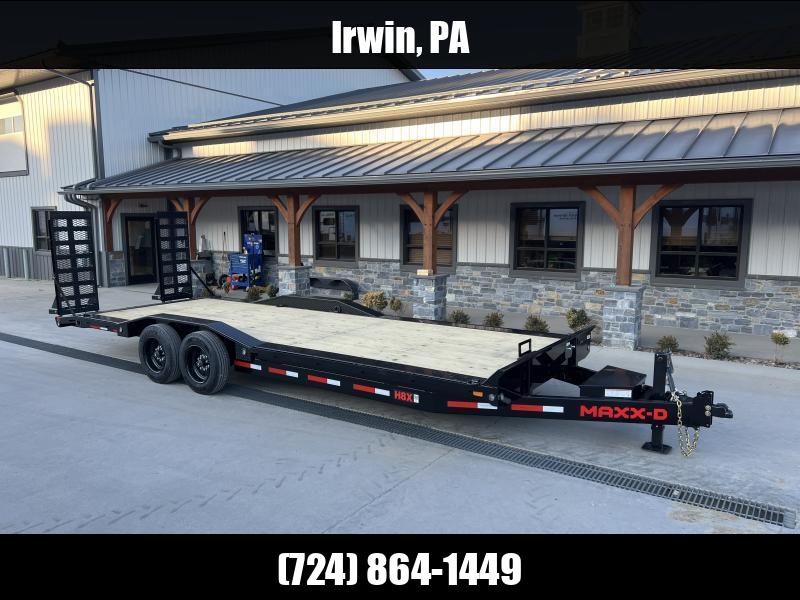 2025 MAXXD 102x24' H8X HD Equipment Trailer 17500# GVW * 8000# AXLES * STAND UP DELUXE RAMPS * RUBRAIL/STAKE POCKETS/D-RINGS * 17.5" 18-PLY RUBBER * 12" O.C. CROSSMEMBERS * WINCH PLATE * EXTRA D-RINGS * 8" CHANNEL TONGUE/FRAME * TOOLBOX 1750183925