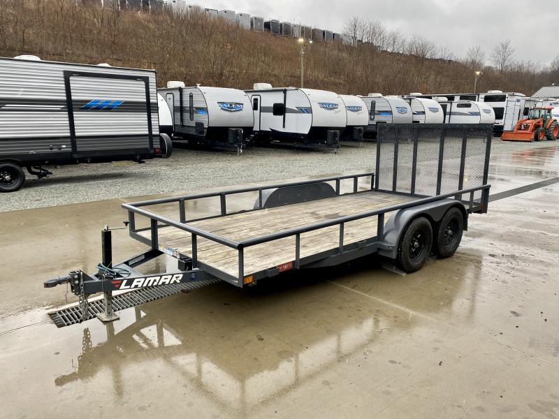 USED 2021 Lamar 7x16' Deluxe Utility Landscape Trailer 7000