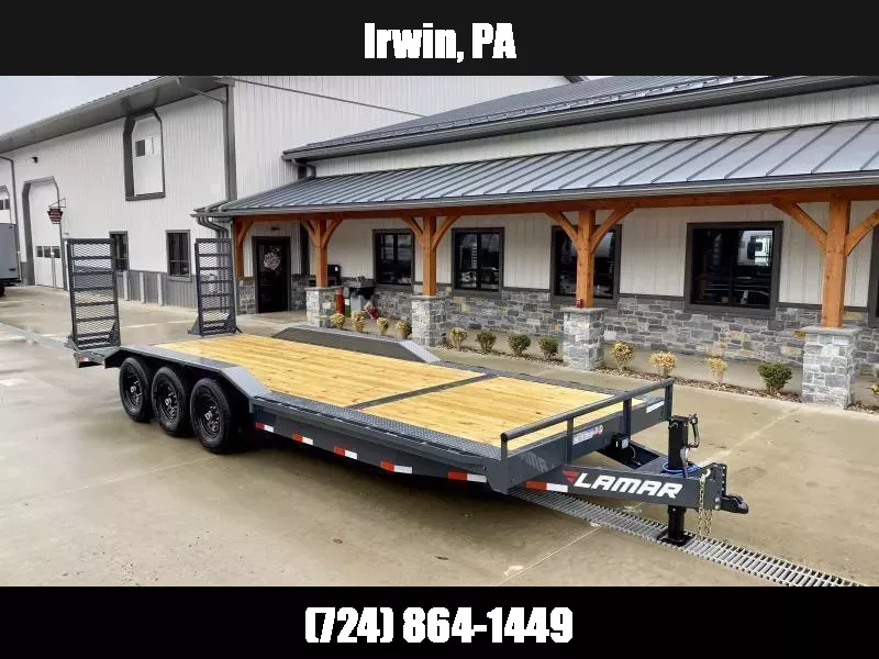 2026 Lamar 102x24' Equipment Trailer 21000# GVW * TRIPLE AXLE * STAND UP DELUXE RAMPS * 102" DECK * DRIVE OVER FENDERS * CHARCOAL * D-RINGS * 8IN FRAME UPGRADE  1751146067