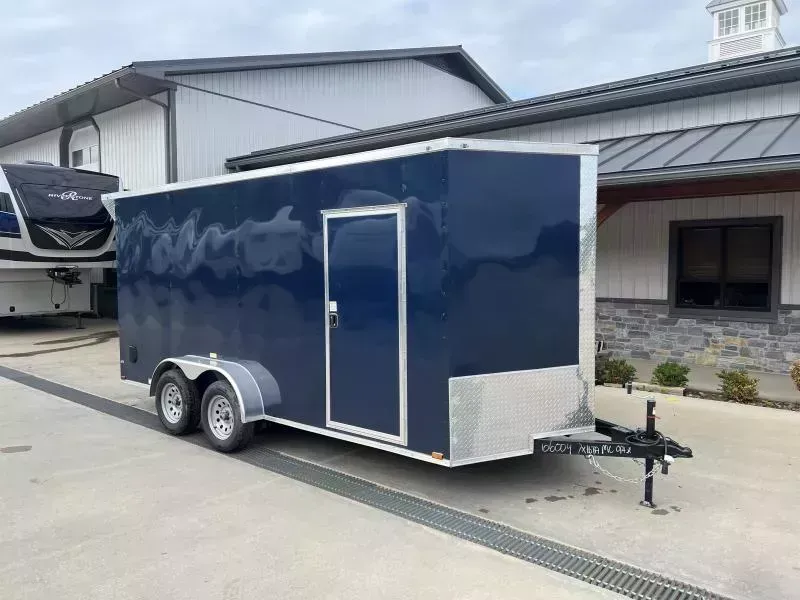 2026 Quality 7x16' Tandem Axle Enclosed Cargo Trailer 7000# GVW * 7' HEIGHT * REAR SPOILER * SILVER .080 POLYCOR EXTERIOR * SEMI-SCREWLESS * RAMP DOOR * PLYWOOD WALLS & FLOORS * TUBE WALL AND CEILING STUDS * LED LIGHTS * 16" O.C. WALL AND FLOORS * RV DOOR