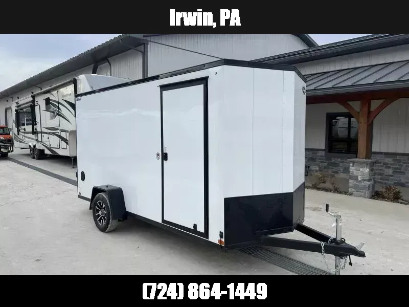 2026 ITI Cargo 6x12' Enclosed Cargo Trailer 2990# GVW * 4" FRAME * 6'6" H * WHITE BLACKOUT EXTERIOR * SCREWLESS .030 EXTERIOR * BLACK ALUMINUM WHEELS * 16" O.C. WALLS * RV DOOR * 1 PC ROOF * TRUCKBED LINER TONGUE & SILLS * UNDERCOATED * VAPOR BARRIER 1775509085