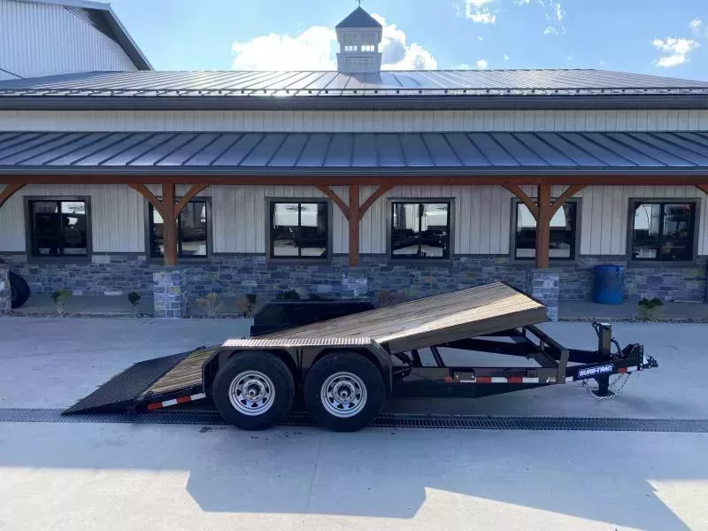 2026 Sure-Trac 7x16' Gravity Tilt Equipment Trailer 14000# GVW * 12K JACK * DROP AXLES/LOW LOAD ANGLE * RUBRAIL/STAKE POCKETS/D-RINGS * HD FENDERS * ADJUSTABLE CAST COUPLER * SPARE MOUNT