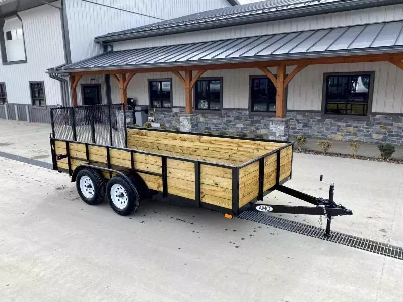 2026 AMO 78x14' High Side Utility Landscape Trailer 7000# GVW * 4-BOARD HIGH SIDE * 2' SIDES * TOOLESS GATE REMOVAL * TIE DOWNS * LED'S
