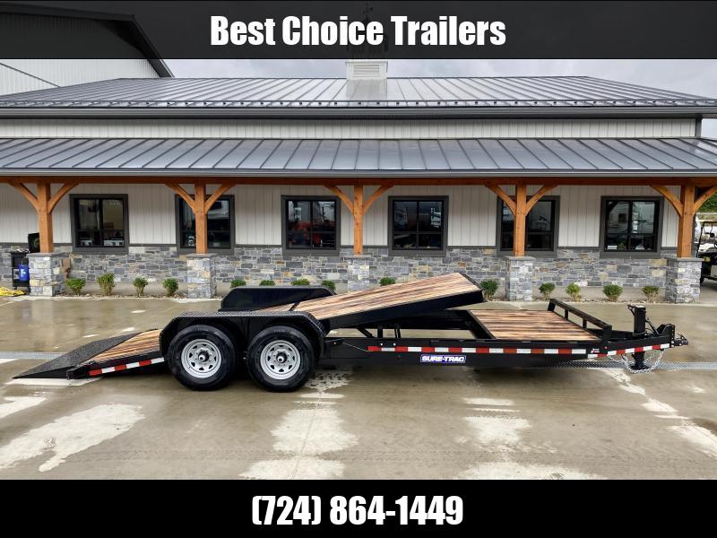 2024 Sure-Trac 7x20' Gravity Tilt Equipment Trailer 14000# GVW * SPLIT DECK 16+4' * 12K JACK * DROP AXLES/LOW LOAD ANGLE * RUBRAIL/STAKE POCKETS/D-RINGS * HD FENDERS * ADJUSTABLE CAST COUPLER * SPARE MOUNT 1701398315