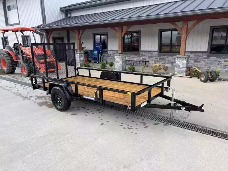 2026 Sure-Trac 6x12' Tube Top Utility Landscape Trailer 2990# GVW * 2" TUBE TOP RAIL * 2X2" TUBE GATE C/M + SPRING ASSIST + FOLD FLAT * TOOLESS GATE REMOVAL * SPARE MOUNT * PROTECTED WIRING * TRIPLE TUBE TONGUE * STAKE POCKETS * BULLET LED