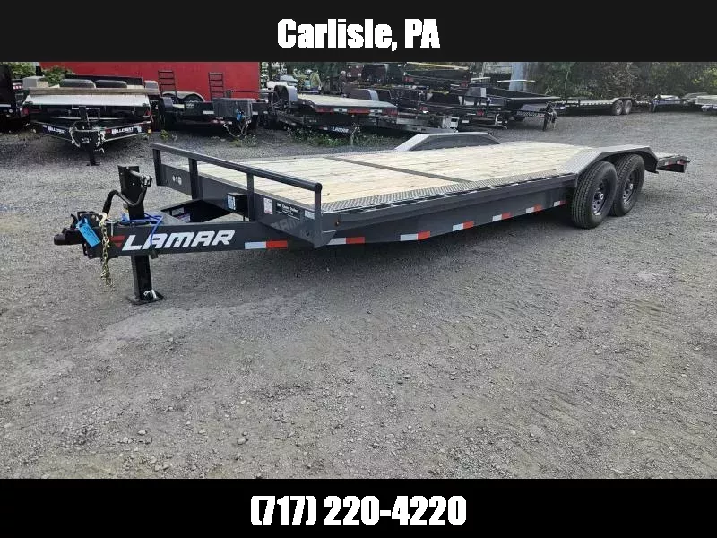 2025 Lamar 102x24' Car Hauler Trailer 14000# GVW * SLIDE IN RAMPS * CHARCOAL * 8" TONGUE AND FRAME * 102" DECK * DRIVE OVER FENDERS * CHARCOAL 1759440097