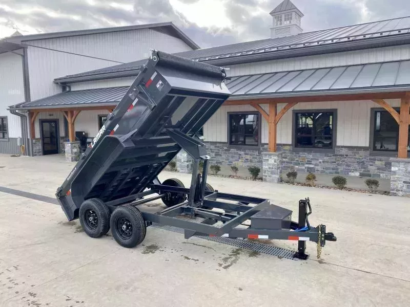 2026 Lamar 77x12' 9990# GVW Low Profile Dump Trailer * SCISSOR HOIST * DROP JACK * DELUXE TARP KIT * ADJUSTABLE COUPLER * CHARCOAL * SPARE MT * RIGID RAILS * HARD TO FIND WIDTH!! 