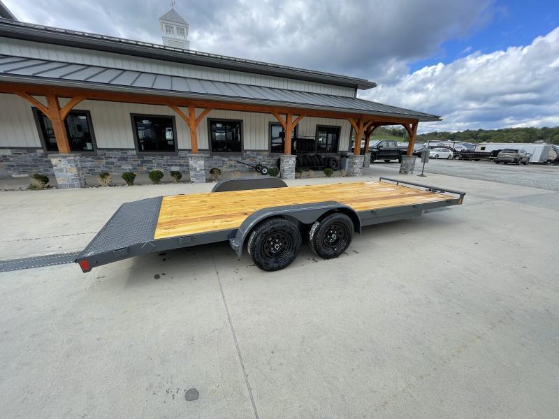 2025 Lamar 7x20 7000# Wood Deck Car Hauler Trailer * CHARCOAL * EXTRA STAKE POCKETS * 5" CHANNEL FRAME * COLD WEATHER HARNESS * REAR RAMPS QO1snI7hqa6y