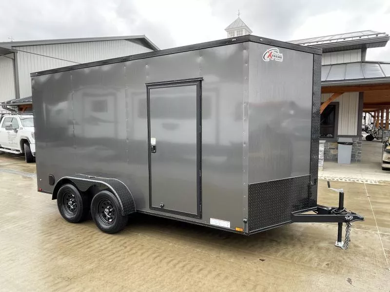 2026 Xtreme Cargo 7x14 Enclosed Cargo Trailer 7000# GVW * BARN DOORS * SILVER BLACKOUT EXTERIOR * 7' HEIGHT * 16" O.C. FLOOR AND WALLS * .030 SEMI-SCREWLESS * RV DOOR * PLYWOOD WALLS AND FLOOR * TUBE STUDS