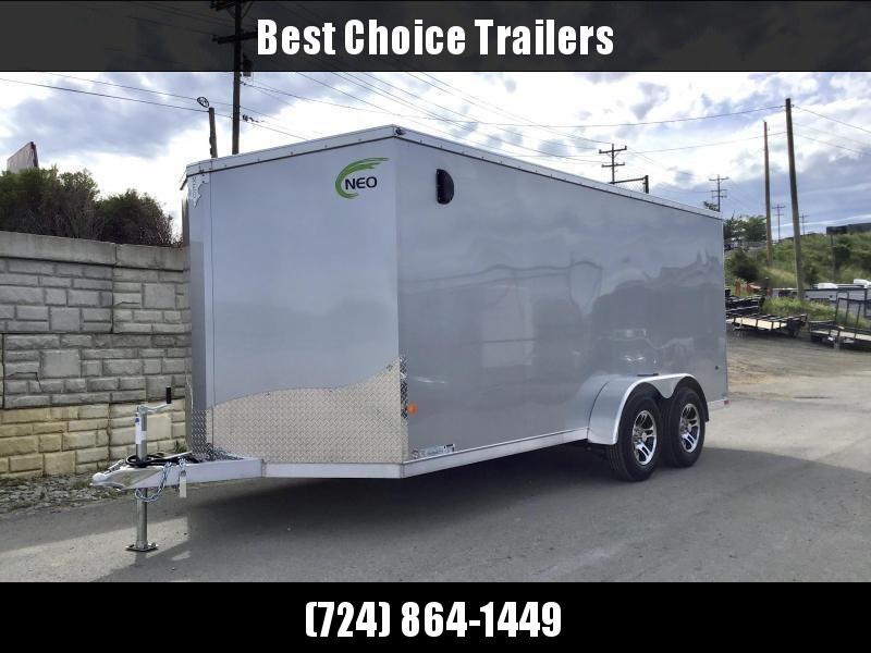 2021 Neo 7x16 NAVF Aluminum Enclosed Cargo Trailer * RAMP DOOR * SILVER EXTERIOR * ALUMINUM WHEELS * SCREWLESS EXTERIOR * 1PC ROOF * RV DOOR 2021 Neo 7x16 NAVF Aluminum Enclosed Cargo Trailer * RAMP DOOR * SILVER EXTERIOR * ALUMINUM WHEELS * SCREWLESS EXTERIOR * 1PC ROOF * RV DOOR