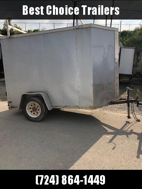 USED 2014 Lark 5x8' Enclosed Cargo Trailer 2990# GVW * SILVER * PLYWOOD WALLS AND FLOOR * BARN DOORS * V-NOSE * LADDER RACKS USED 2014 Lark 5x8' Enclosed Cargo Trailer 2990# GVW * SILVER * PLYWOOD WALLS AND FLOOR * BARN DOORS * V-NOSE * LADDER RACKS