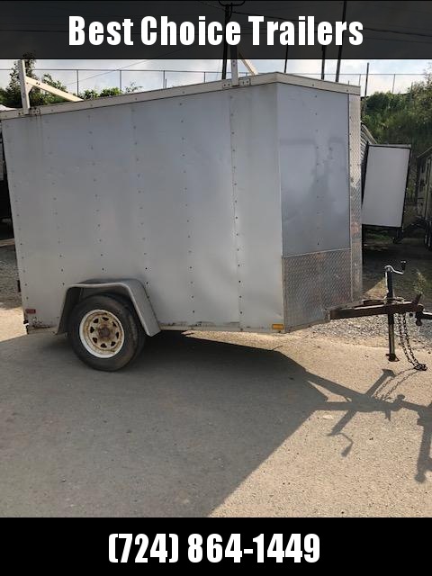 USED 2014 Lark 5x8' Enclosed Cargo Trailer 2990# GVW * SILVER * PLYWOOD WALLS AND FLOOR * BARN DOORS * V-NOSE * LADDER RACKS USED 2014 Lark 5x8' Enclosed Cargo Trailer 2990# GVW * SILVER * PLYWOOD WALLS AND FLOOR * BARN DOORS * V-NOSE * LADDER RACKS