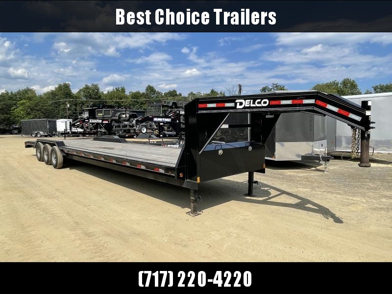USED 2021 Delco 102x36' Gooseneck Car Hauler Trailer 21000# GVW * FULL TOOLBOX * DUAL JACKS * SPARE TIRE * HD FENDERS * PIERCED I-BEAM FRAME USED 2021 Delco 102x36' Gooseneck Car Hauler Trailer 21000# GVW * FULL TOOLBOX * DUAL JACKS * SPARE TIRE * HD FENDERS * PIERCED I-BEAM FRAME