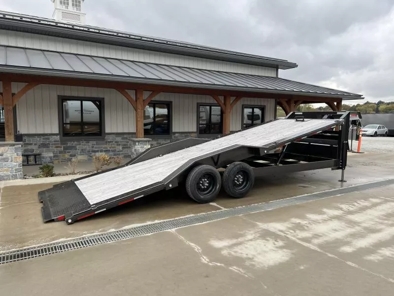 2025 MAXXD 102x24' T8X Gooseneck Power Tilt Equipment Trailer 18000# GVW * HYDRAULIC JACKS * DUAL PISTON * FULL FRAME TILT * 102" DECK/DRIVE OVER FENDERS * TORSION SUSPENSION * WIRELESS REMOTE * WINCH PLATE * 12" O.C. C/M * 110V CHARGER * FRONT TOOLBOX