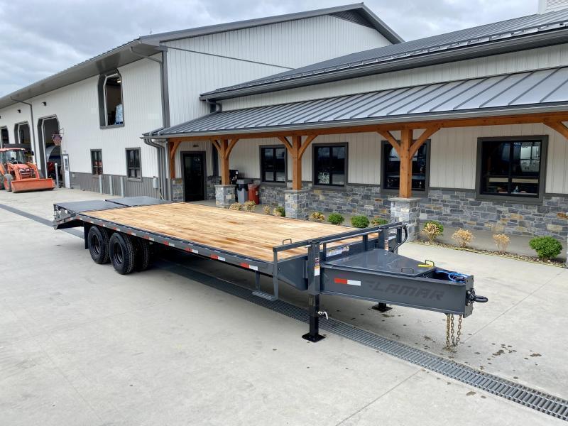 2025 Lamar 102x25' Pintle Beavertail Deckover Trailer 25900# * 12K AXLES * FULL WIDTH RAMPS * CHARCOAL * 12" / 19# I-BEAM * FRONT TOOLBOX / DUAL JACKS * UNDER FRAME BRIDGE
