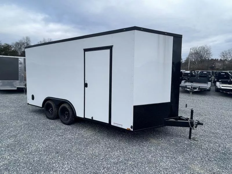 2026 Xtreme Cargo 8.5x16 Enclosed Car Hauler Trailer 7000# GVW * 7' HEIGHT UTV PKG * WHITE BLACKOUT PACKAGE * .080 POLYCOR SEMI-SCREWLESS * RV DOOR * PLYWOOD WALLS AND FLOOR * TUBE STUDS * D-RINGS * 6" TUBE FRAME