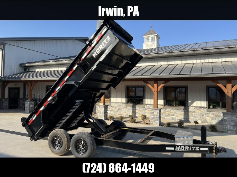 2025 Moritz 7x14' Low Profile Dump Trailer 14000# GVW * HYDRAULIC JACK * TARP KIT * STAKE POCKETS * DEXTER AXLES * TORSION SUSPENSION * WET COAT PAINT * 24" SIDES * 8" I-BEAM FRAME * ALUMINUM RAMPS & TOOLBOX * 4-BOLT COUPLER * COMBO GATE * KEYWAY IN SIDES 1750183927