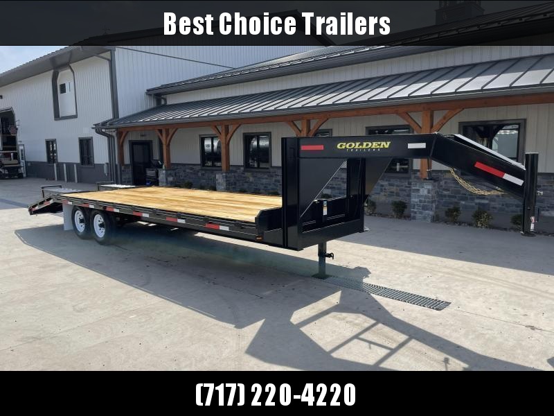 2022 Golden by Corn Pro 102x25' Beavertail Gooseneck Deckover Trailer 14000# GVW * WEDGE FLIPOVER RAMPS + SPRING ASSIST * RUBRAIL/STAKE POCKETS * SPARE TIRE MOUNT * 12K DROP LEG JACK * MUDFLAPS * CHAIN TRAY 2022 Golden by Corn Pro 102x25' Beavertail Gooseneck Deckover Trailer 14000# GVW * WEDGE FLIPOVER RAMPS + SPRING ASSIST * RUBRAIL/STAKE POCKETS * SPARE TIRE MOUNT * 12K DROP LEG JACK * MUDFLAPS * CHAIN TRAY