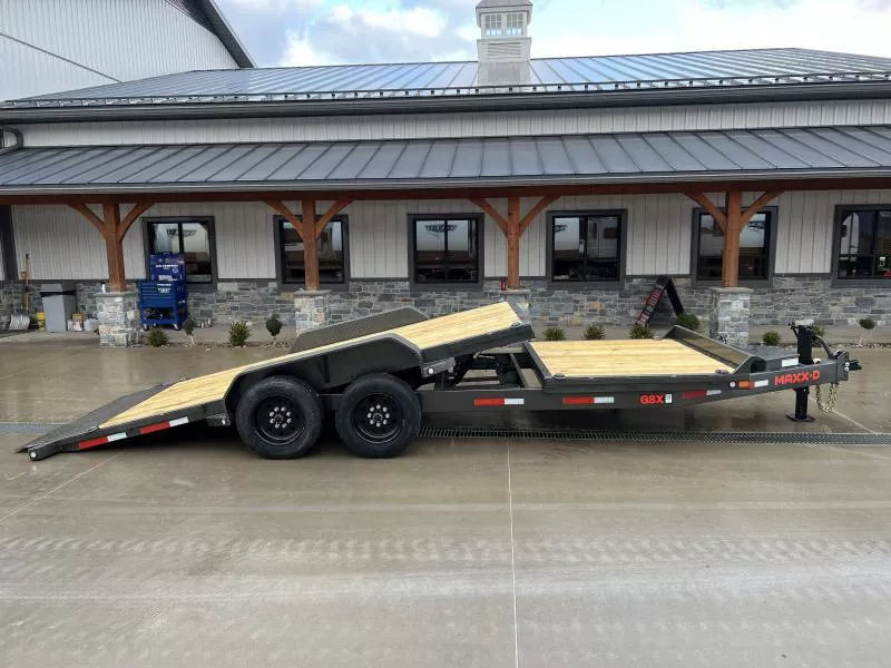 2026 MAXXD 7x22' G8X Gravity Tilt Equipment Trailer 16000# GVW * 8000# AXLES * TOOLBOX + TOOL TRAY * EXTRA D-RINGS * 17.5" SOLID WHEEL 18-PLY RUBBER * STOP/CONTROL VALVE * TORSION SUSPENSION * METALLIC GREY * 12" O.C C/M