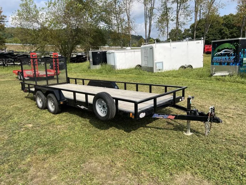 USED 2024 Liberty 7x20 7,000 GVW Utility Trailer * SPRING ASSIST GATE * ADJUSTABLE COUPLER * TUBE TOP * STACK POCKETS * SPARE TIRE MOUNT & SPARE TIRE * 